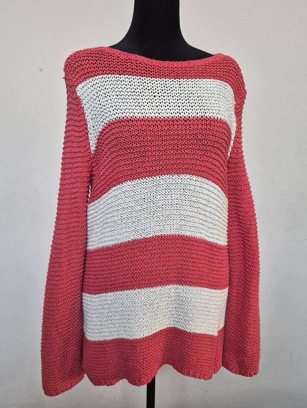 CHICO'S Striped Pink and White Knit Sweater Size 2